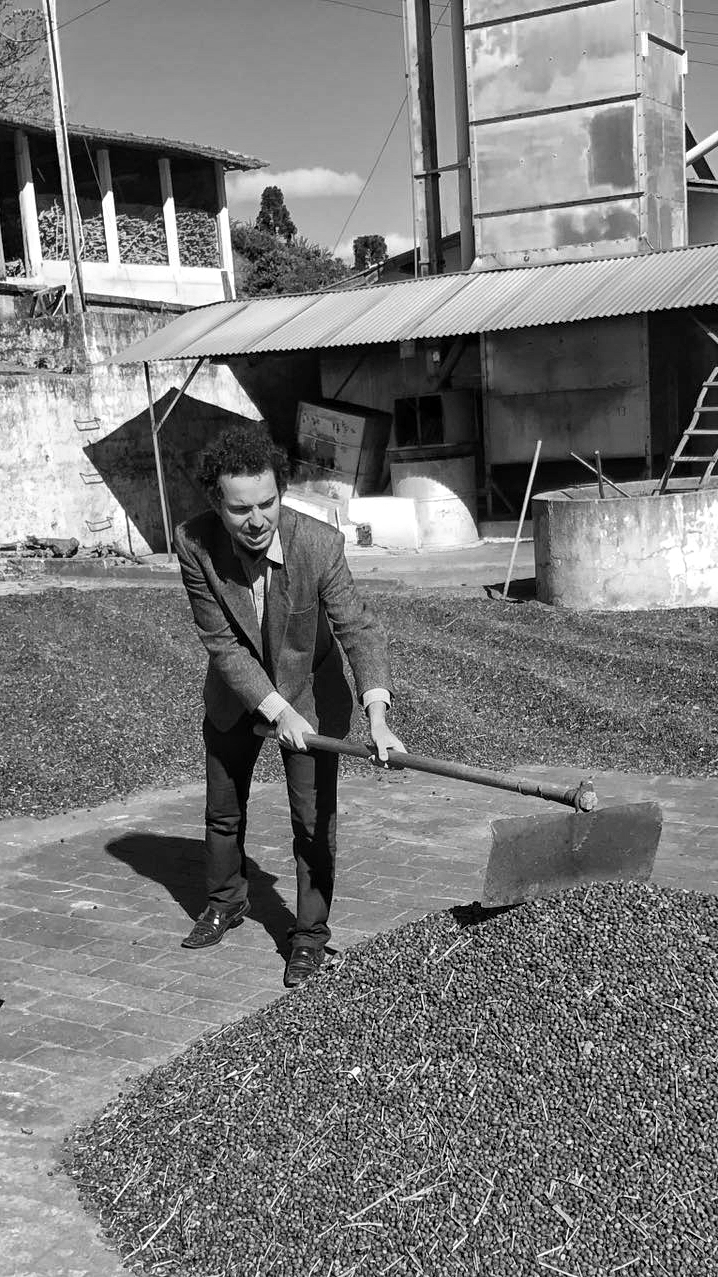 Jonas working on a coffee farm in Brazil