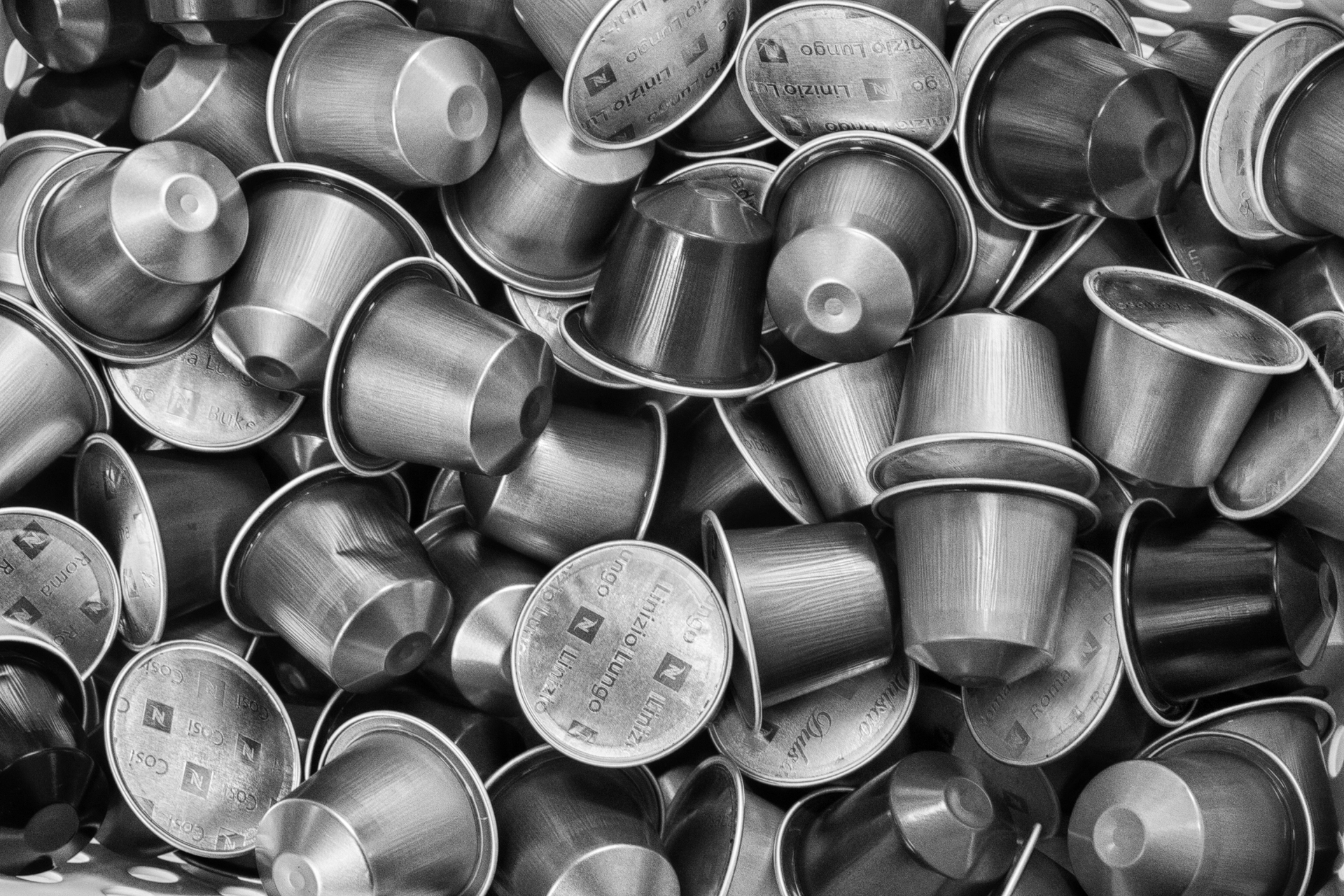 A pile of coffee capsules