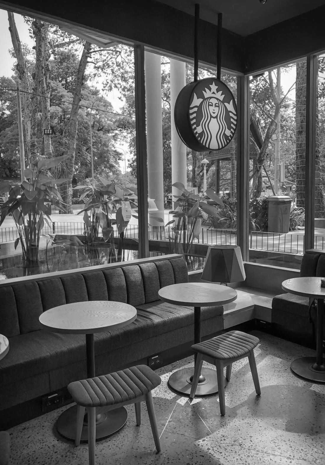 An empty Starbucks cafe. Via Unsplash.