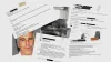 A collage of emails from and to Jeffrey Epstein, as well as a photo of Epstein's kitchen and mug shots