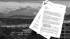 A landscape shot of Geneva, Switzerland, with mountain peaks in the background, overlaid with Walter Zwald's resignation letter